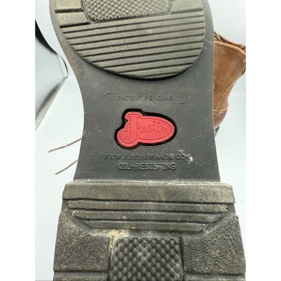 JUSTIN MEN'S LACE UP CAPRICE LEATHER WORK BOOTS SIZE 8D - Picture 6 of 9